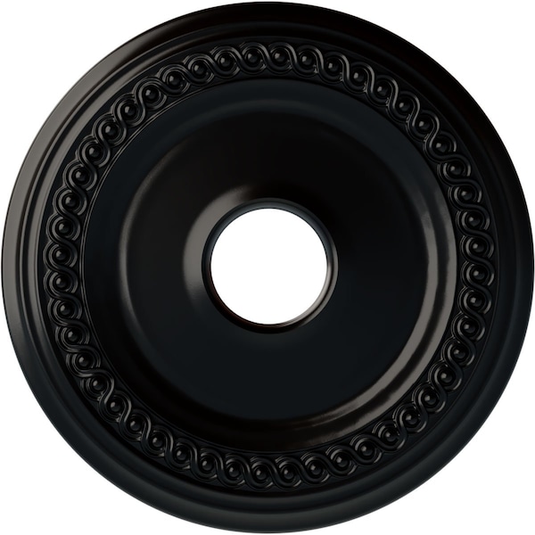 Ekena Millwork Classic Ceiling Medallion (Fits Canopies up to 12 3/4"), 18 5/8"OD 4"ID x 1 1/8"P, Jet Black CM19CLBLF - main